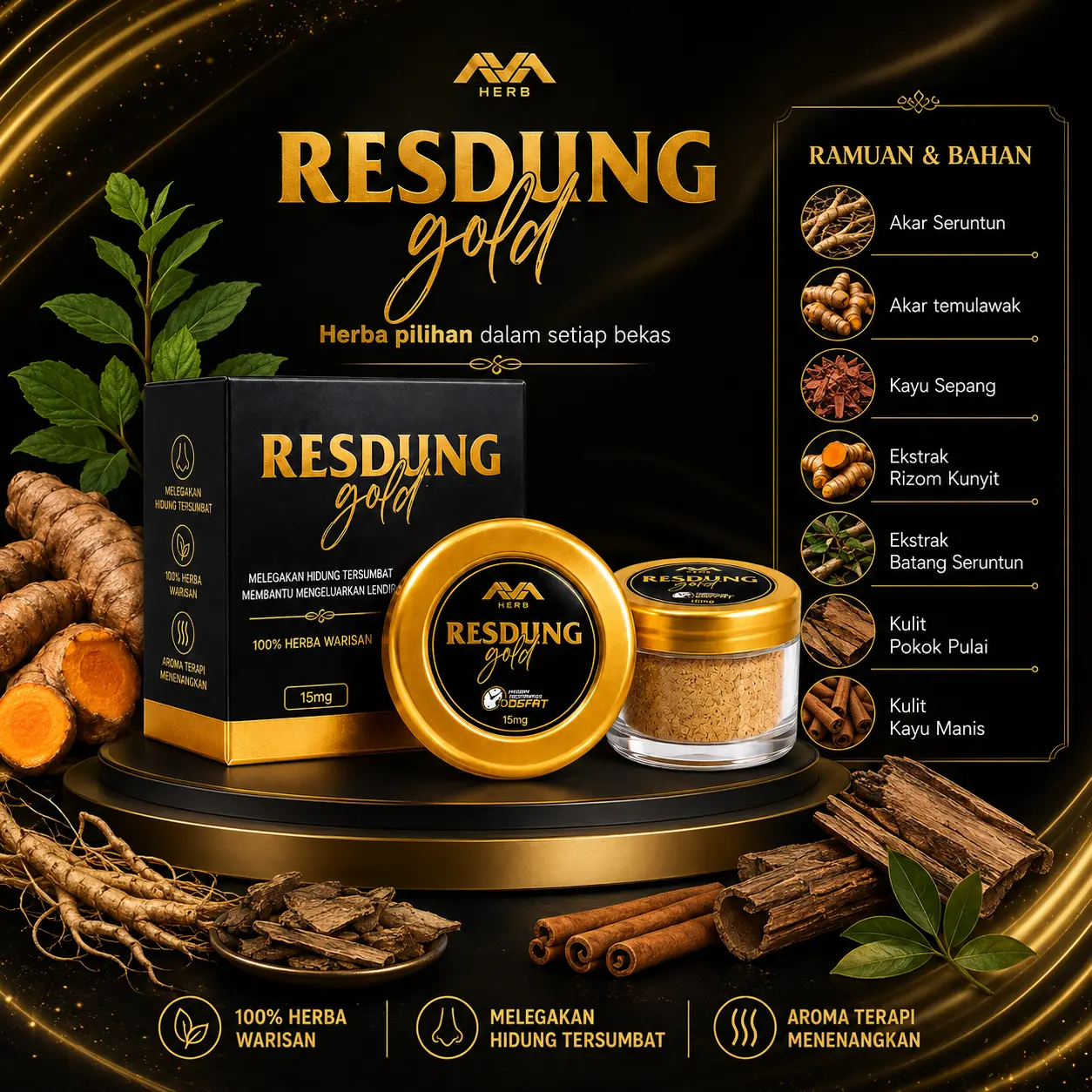 Bahan herba Resdung Gold